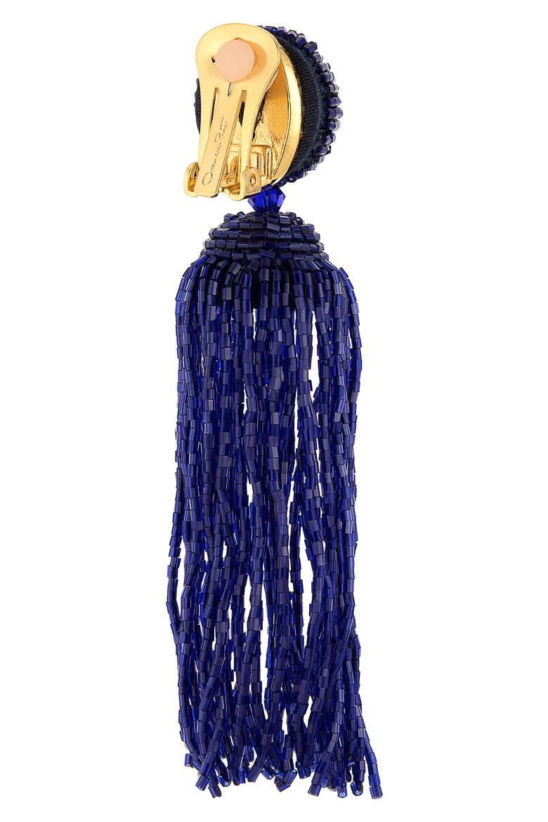 Beaded Tassel Drop Earrings, Alternate, color, NAVY