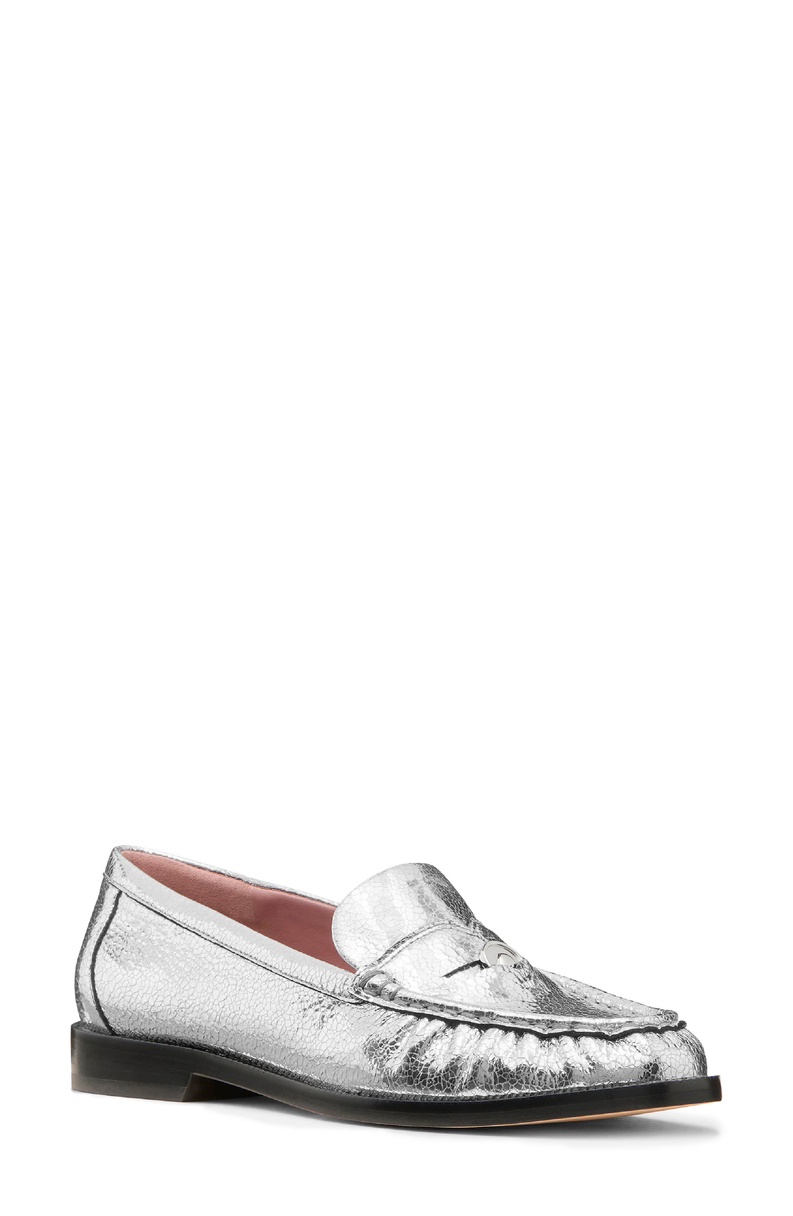 Kate Spade New York Metallic Leather Penny Loafer In Silver
