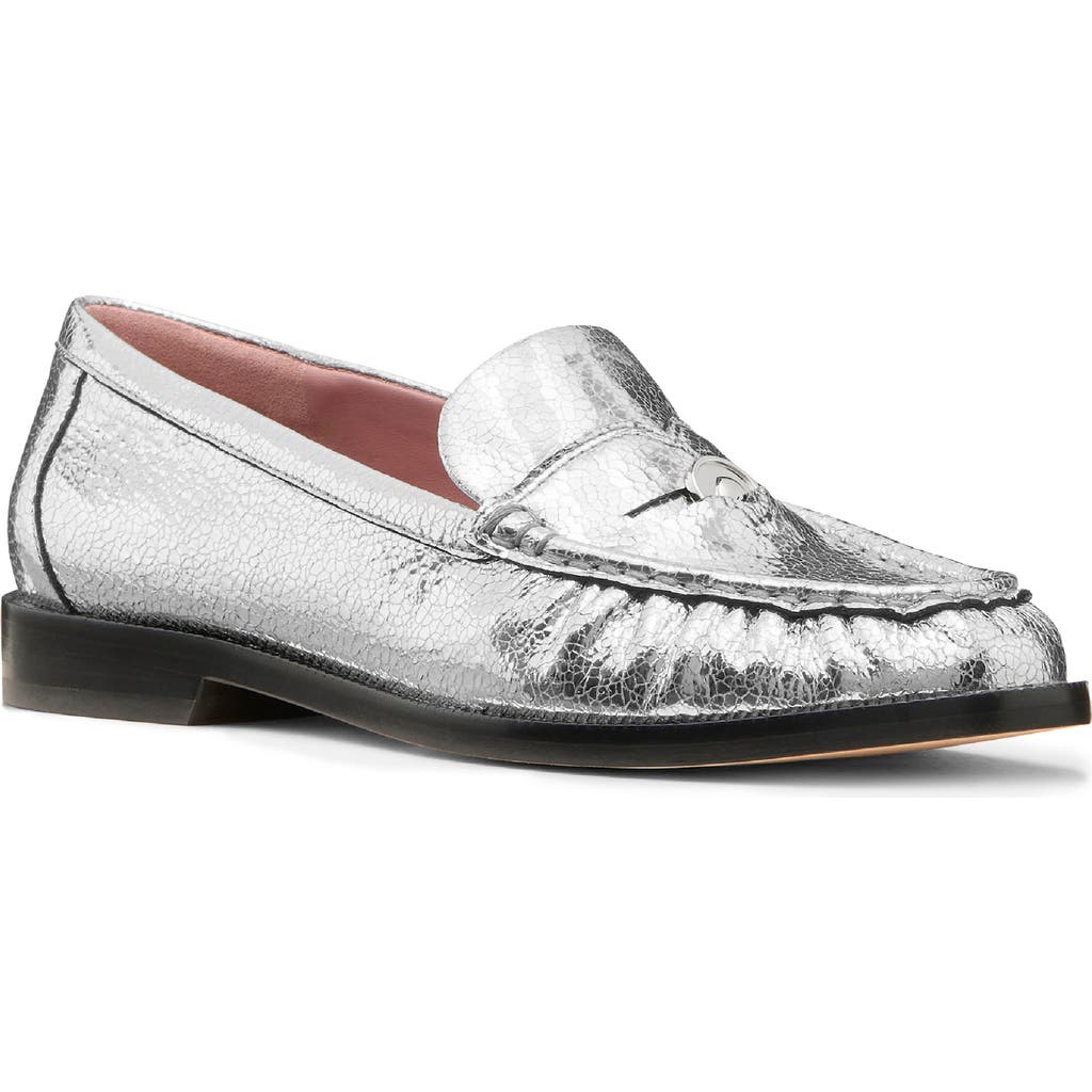Kate Spade New York Metallic Leather Penny Loafer In Silver