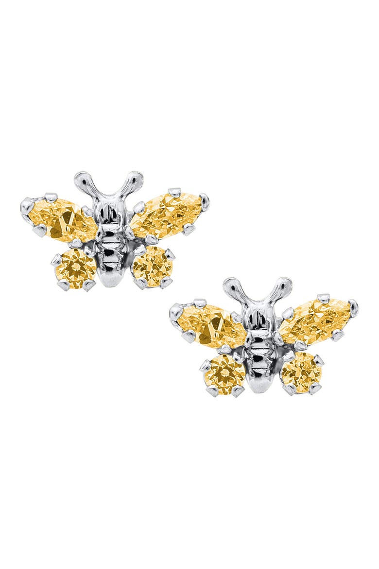 Butterfly Birthstone Sterling Silver Earrings, Main, color, NOVEMBER