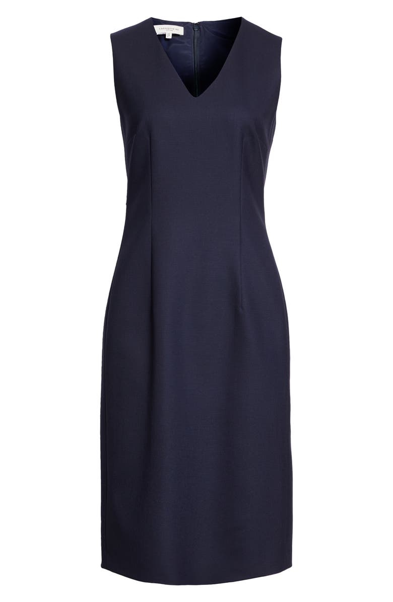 Lafayette 148 New York Stretch Wool V-Neck Sheath Dress, Alternate, color, Ink