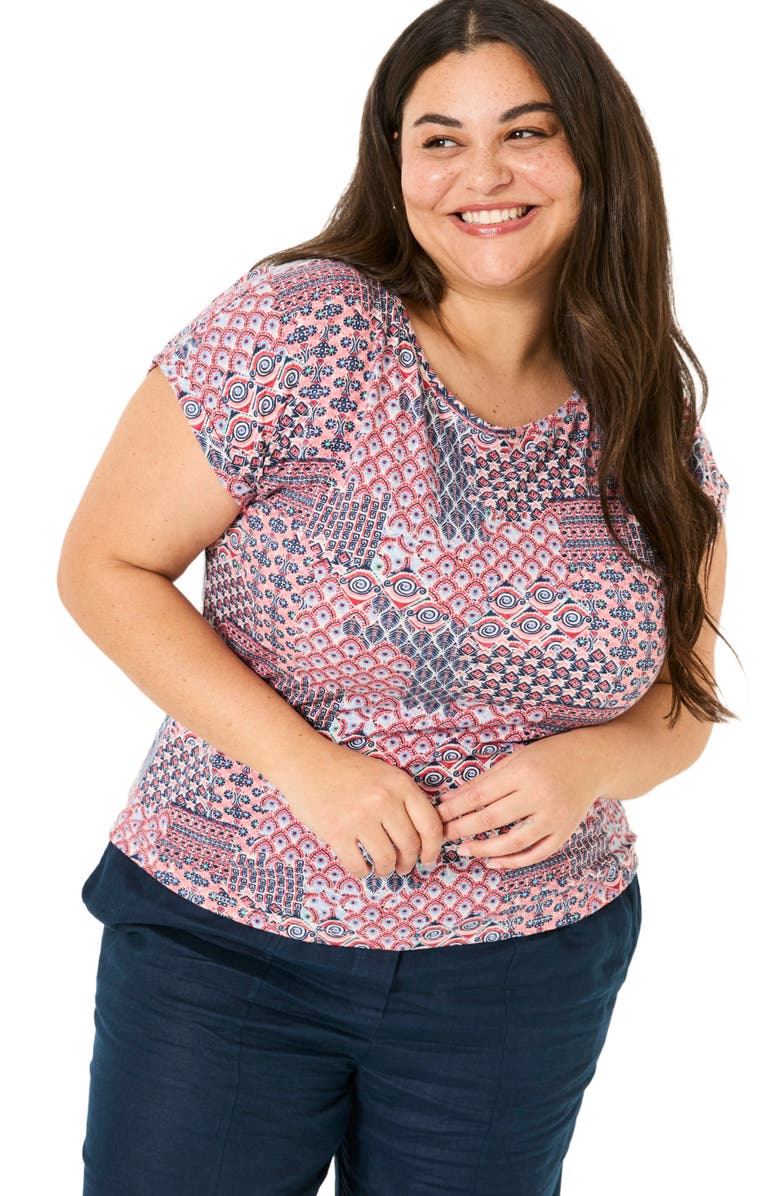 FatFace Plus Size Ivy Geo Patch Top, Main, color, 
