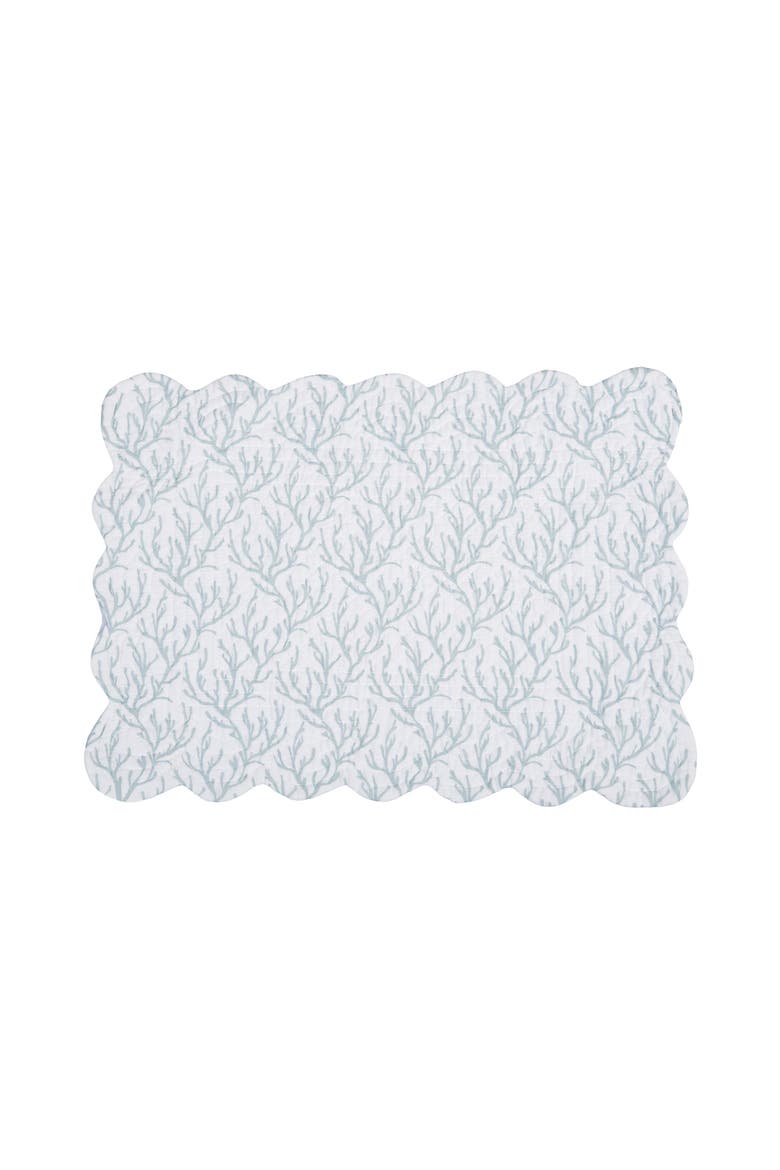Seafoam Reef Scalloped Placemats Set of 6 Nautical Design Coral, 13" x 19", Alternate, color, White