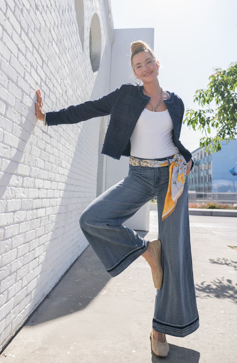 Liverpool Los Angeles Frayed & Lace Jacket, Alternate, color, Deep Midnight