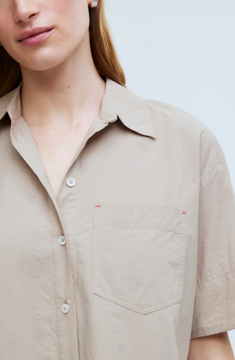 Madewell Oversized Boxy Short Sleeve Poplin Button-Up Shirt, Alternate, color,