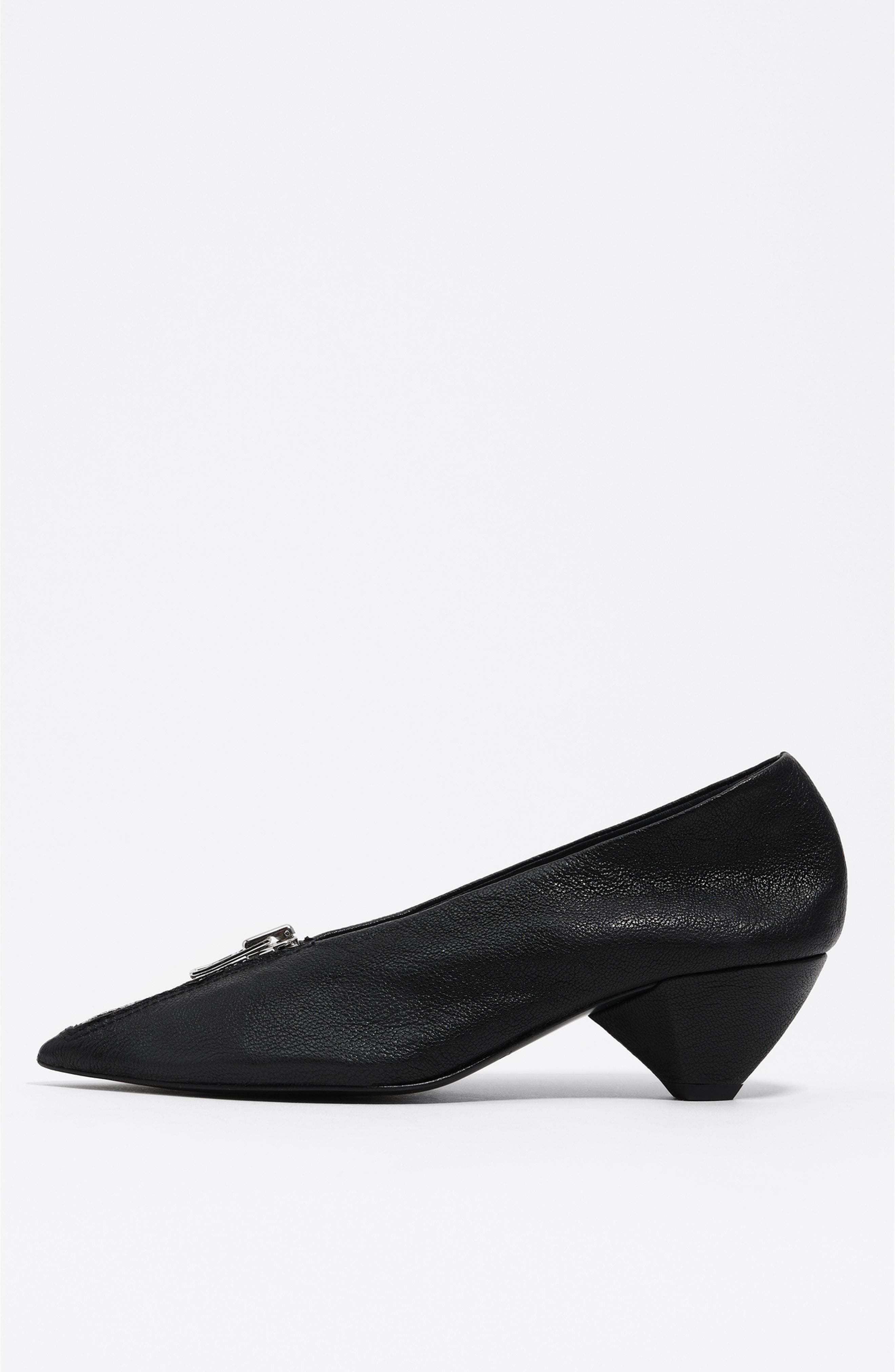 Bimba y Lola Leather Mid-Heel Pump, Main, color, Black