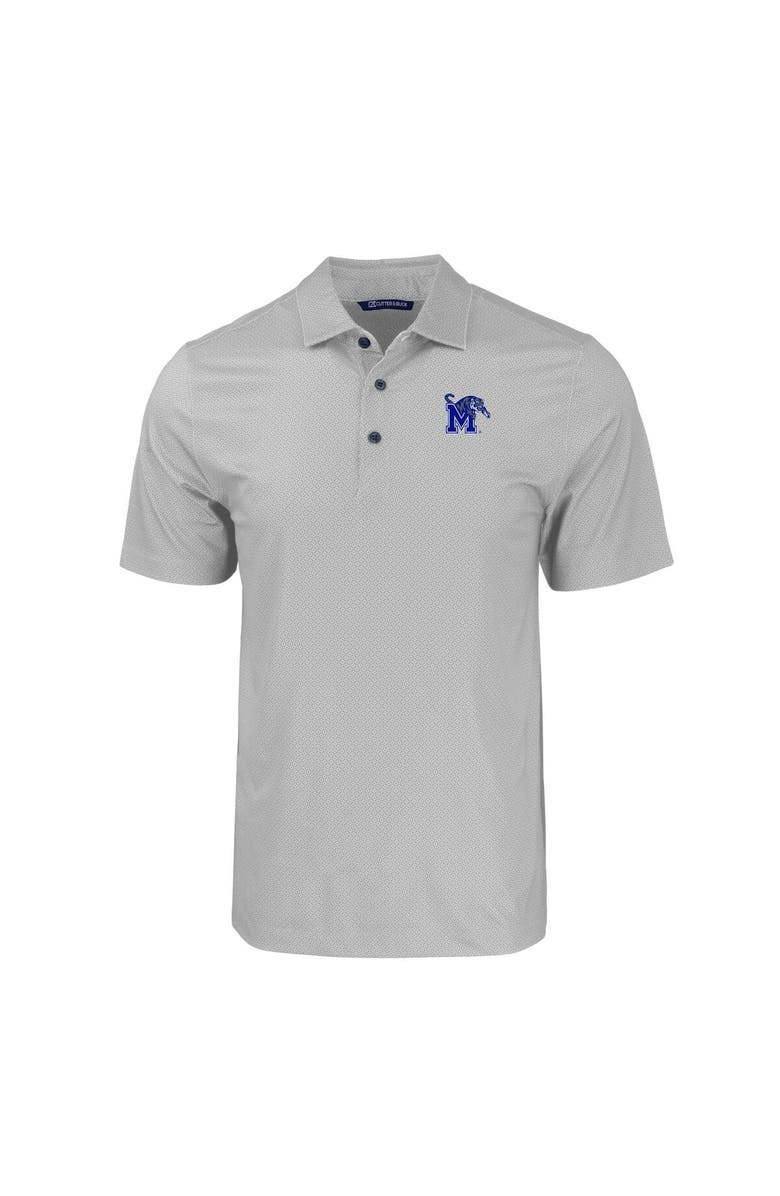 Cutter & Buck Men's Cutter & Buck Gray Memphis Tigers Pike Eco Tonal Geo Print Stretch Recycled Polo, Alternate, color, 