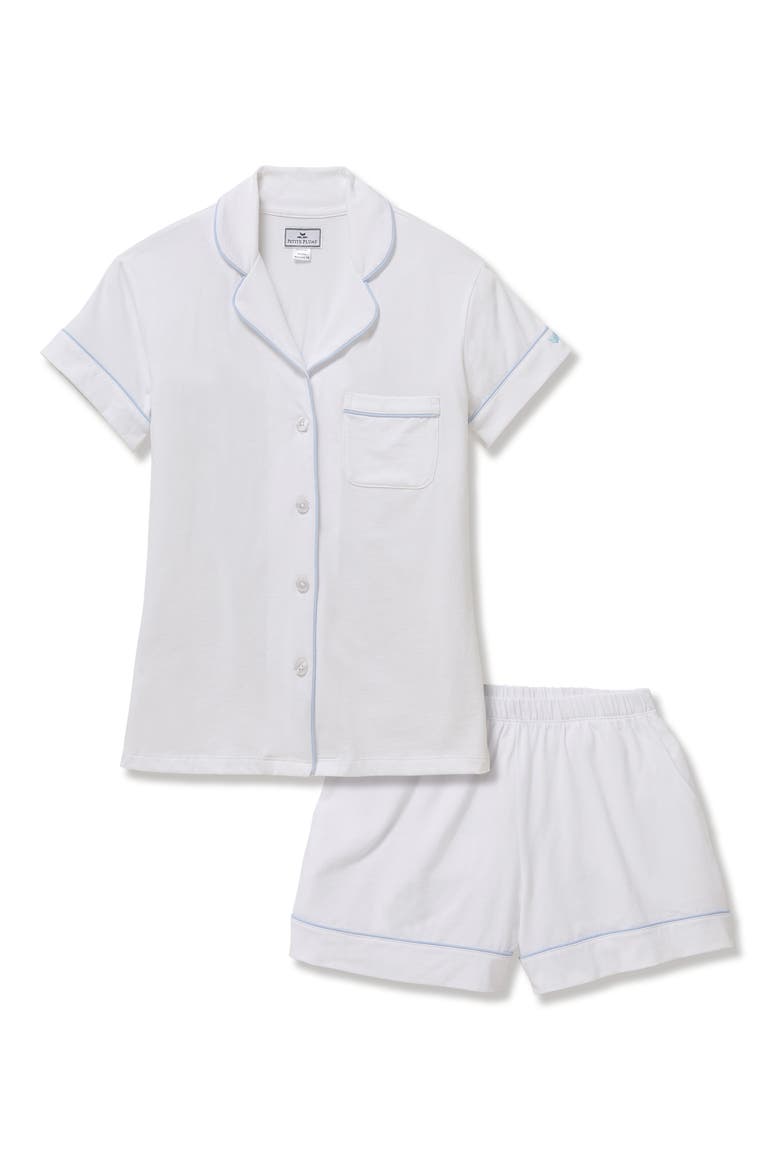 Classic Pima Cotton Short Sleeve Short Pajamas, Alternate, color, WHITE