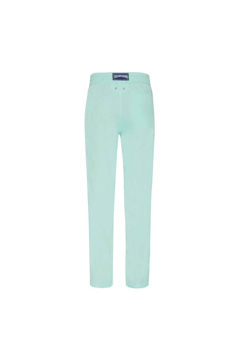 Men's Slim Fit Solid Linen Pants, Alternate, color, LAGON