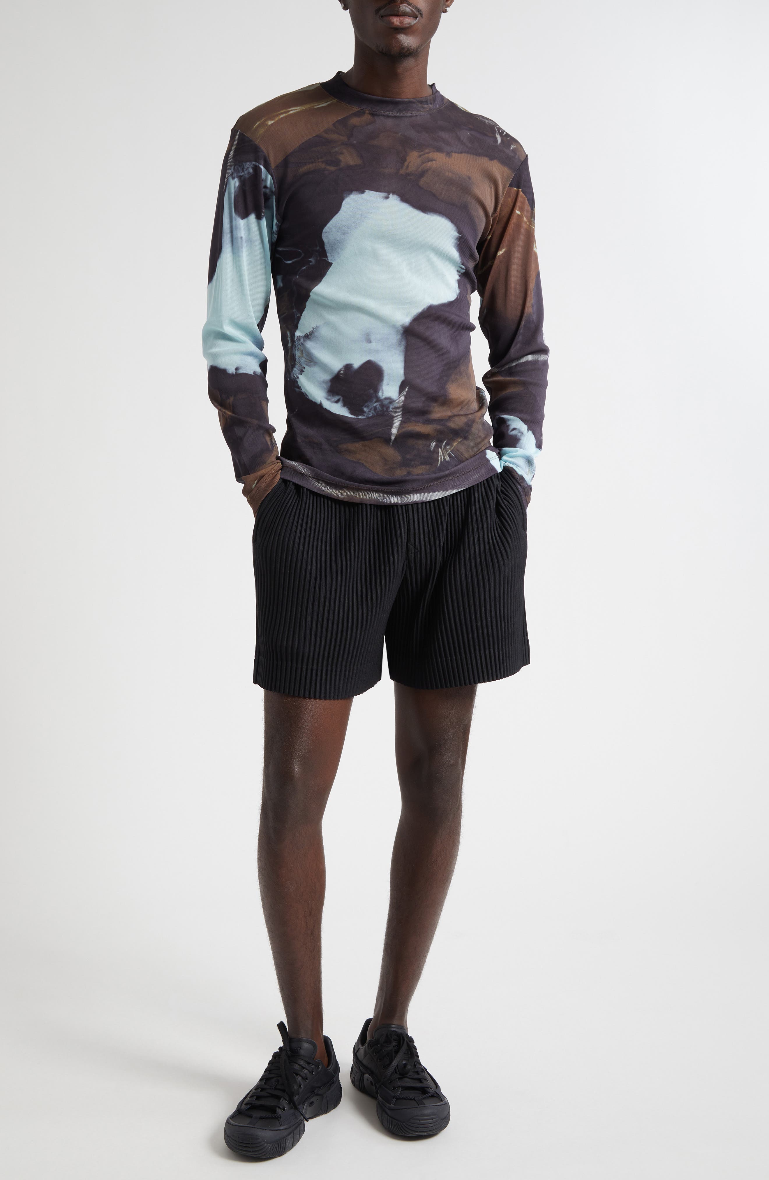 Agate Print Sheer Mesh Long Sleeve Shirt (Men) | Nordstrom
