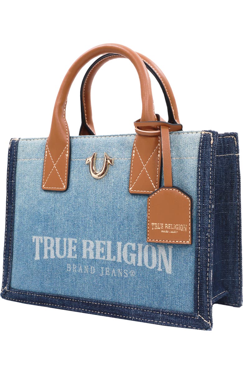 True Religion Modern Edge Denim Tote Bag, Alternate, color, Light Blue
