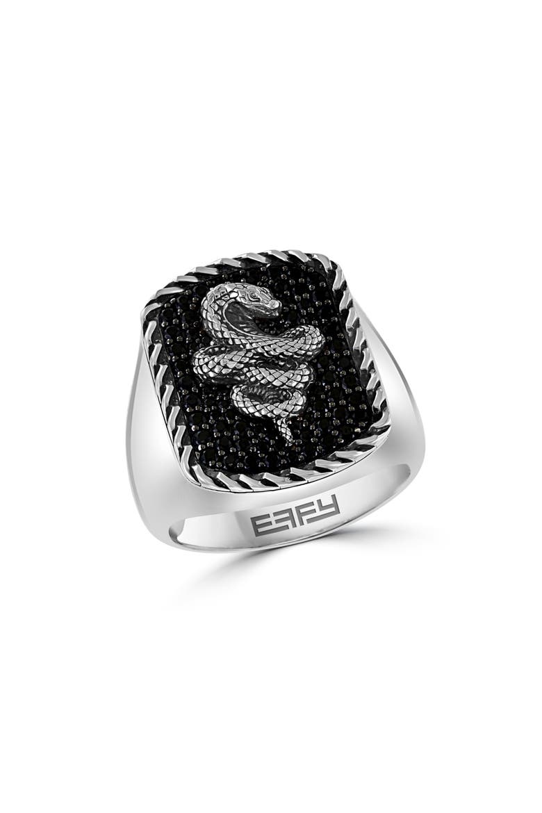 Black Spinel Snake Ring, Main, color, BLACK