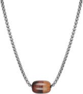 VAN HEUSEN Men's Stainless Steel Semiprecious Stone Bead Pendant Necklace