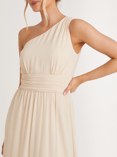 Six Stories One Shoulder Chiffon Bridesmaid Dress In Neutral