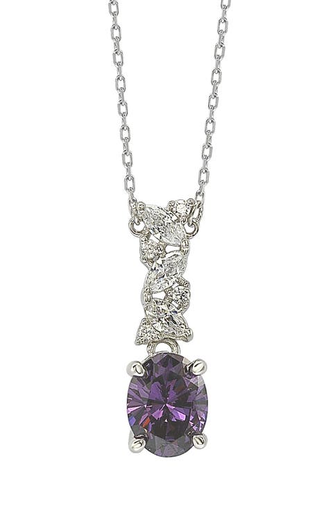 Sterling Silver CZ Cluster Pendant Necklace