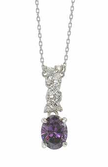 SUZY LEVIAN Sterling Silver Purple & White Cubic Zirconia Cluster Pendant Necklace