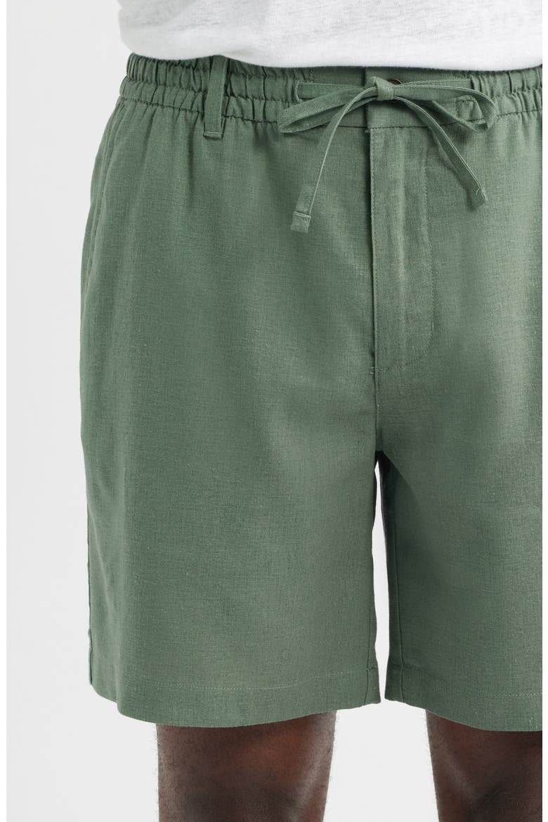 Linen Blend Drawstring Shorts, Alternate, color, CACTUS