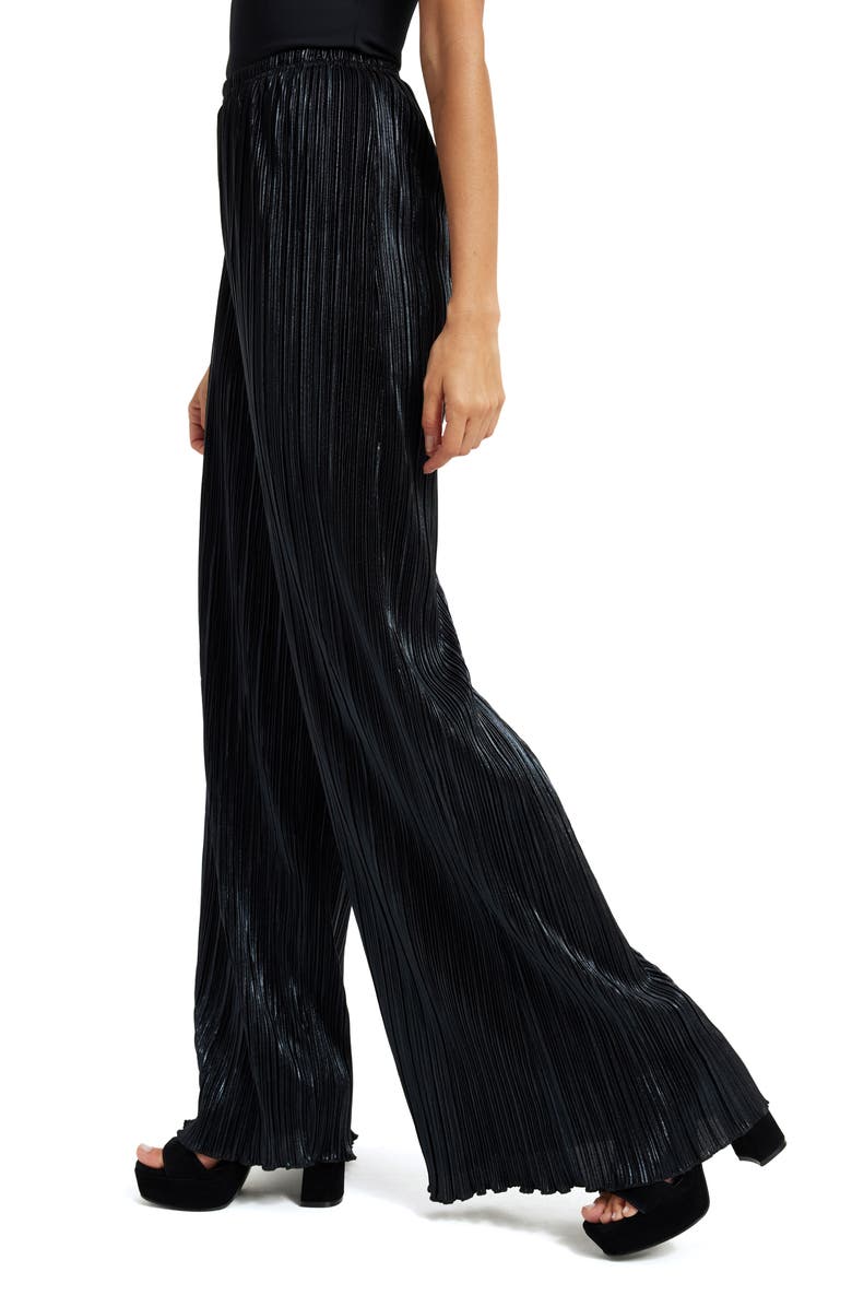 Good American Shine Plissé Pleated Wide Leg Pants, Alternate, color,