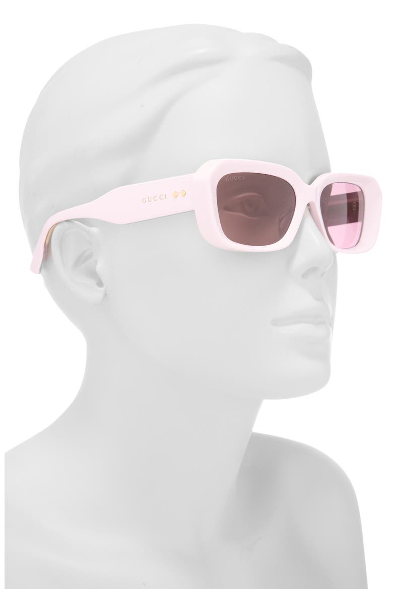 54mm Rectangle Sunglasses, Alternate, color, PINK PINK BROWN