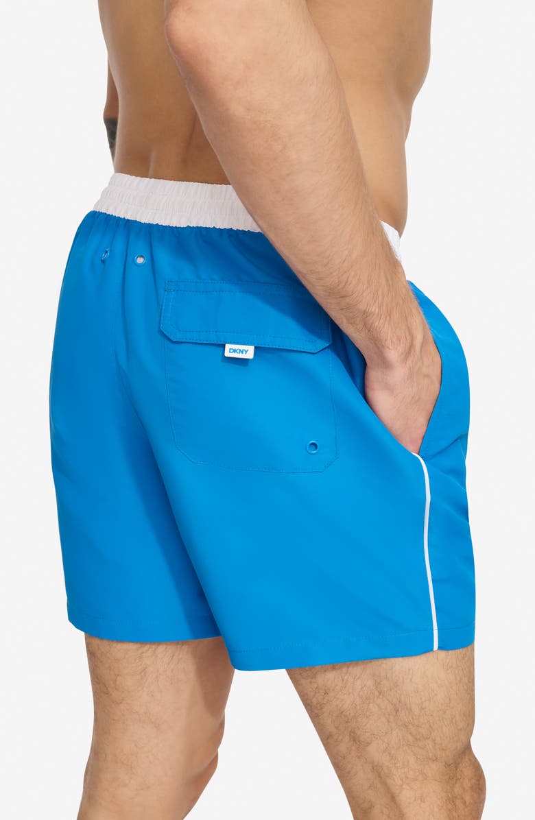 DKNY Two-Tone Swim Trunks, Alternate, color, Blue