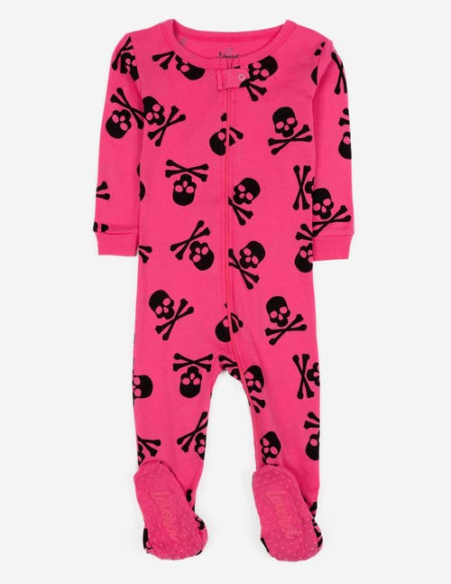 Leveret Kids'  Footed Cotton Halloween Matching Family Pajamas, Fun Prints In Pink