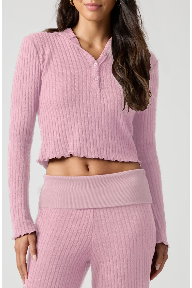 Baby Cable Knit Cropped Hoodie, Main, color, BONBON