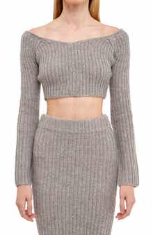 Off the Shoulder Crop Sweater