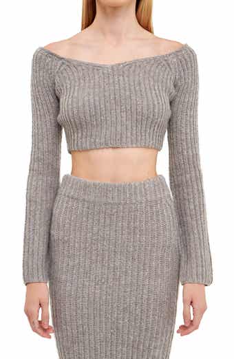 Off the Shoulder Crop Sweater