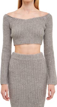 Endless Rose Off the Shoulder Crop Sweater