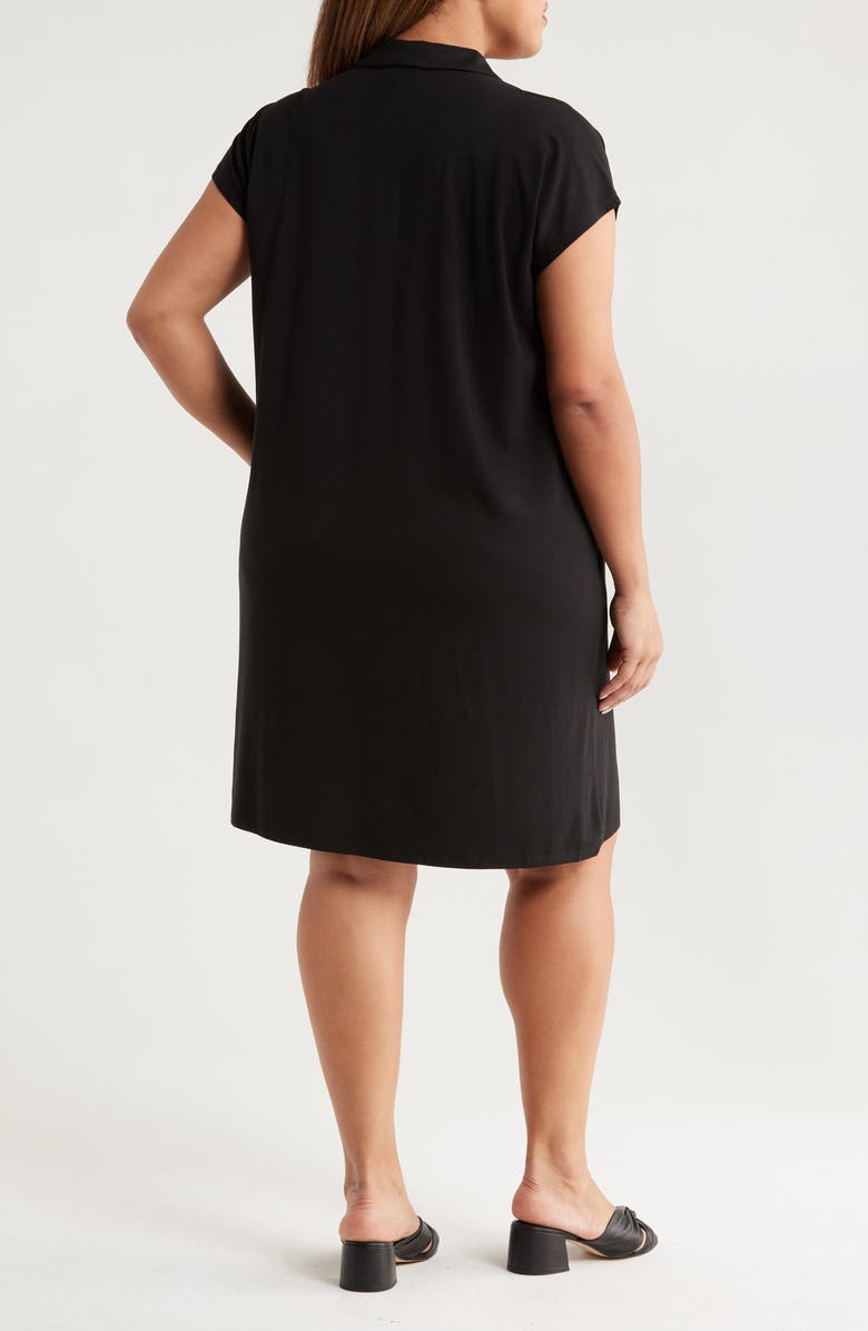 Eileen Fisher Johnny Collar Jersey Dress, Alternate, color, Black