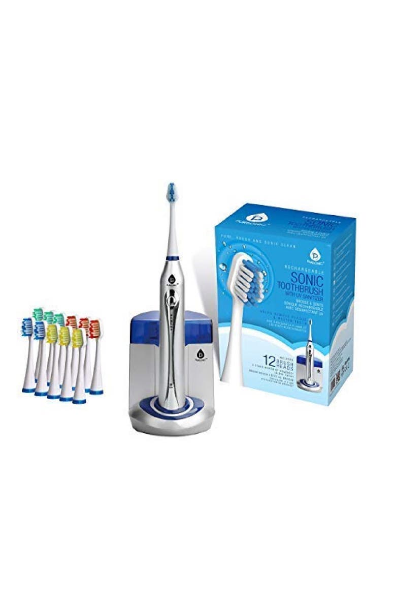 Deluxe Plus Sonic Rechargeable Toothbrush with Built In UV sanitizer, Alternate, color, SILVER