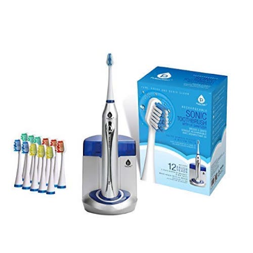 Pursonic Deluxe Plus Electric Rechargeable Toothbrush With Built In Uv Sanitizer In Silver