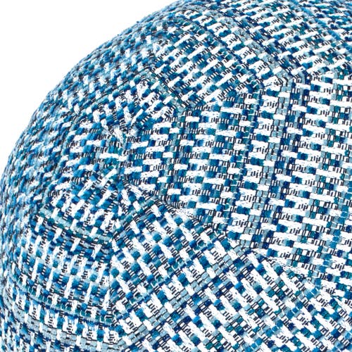 Elaine Smith Kaleidoscope Chenille Micro Check Indoor & Outdoor Woven Accent Orb Pillow In Blue