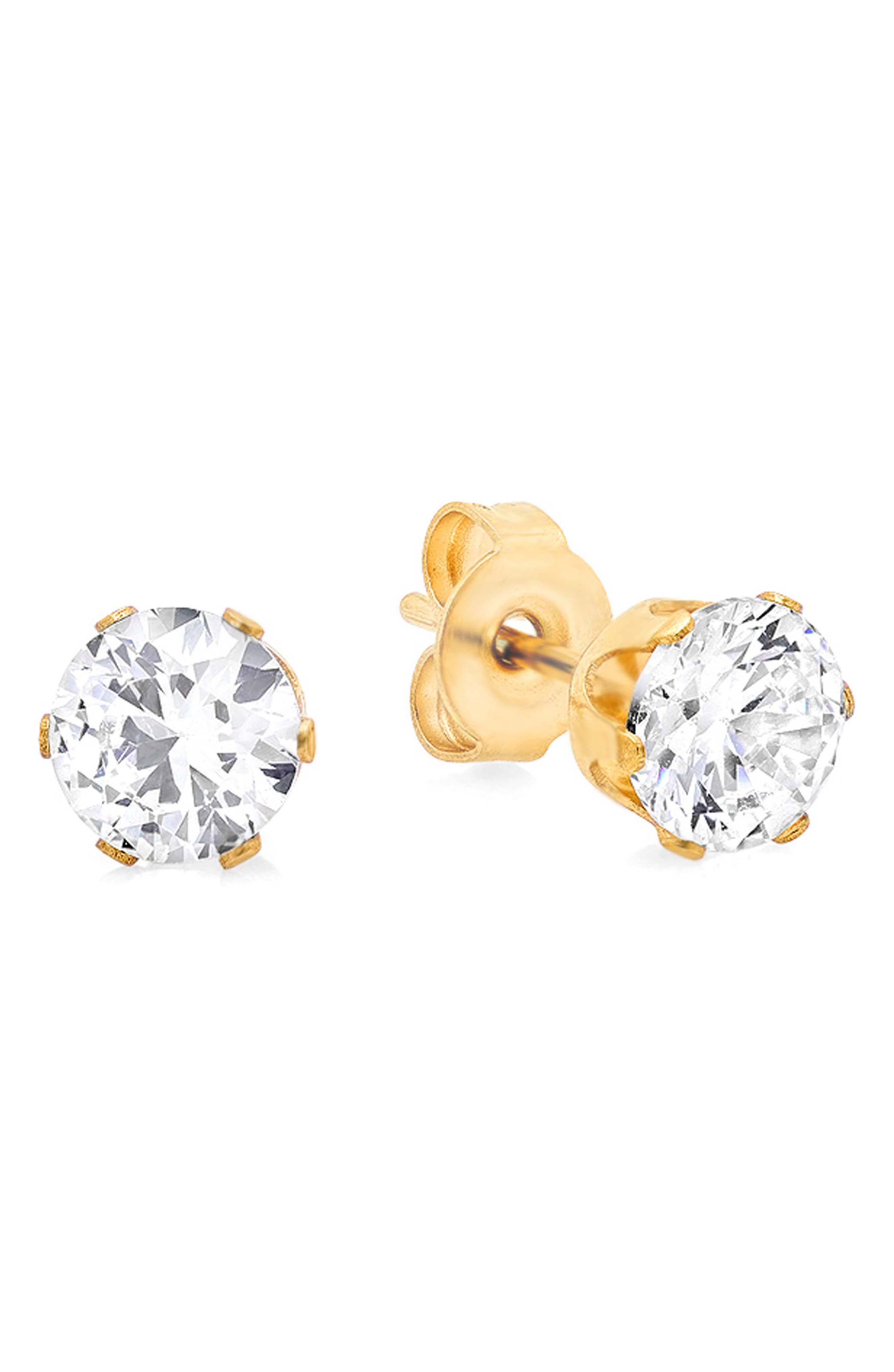 18k Gold Plated Cubic Zirconia Stud Earrings