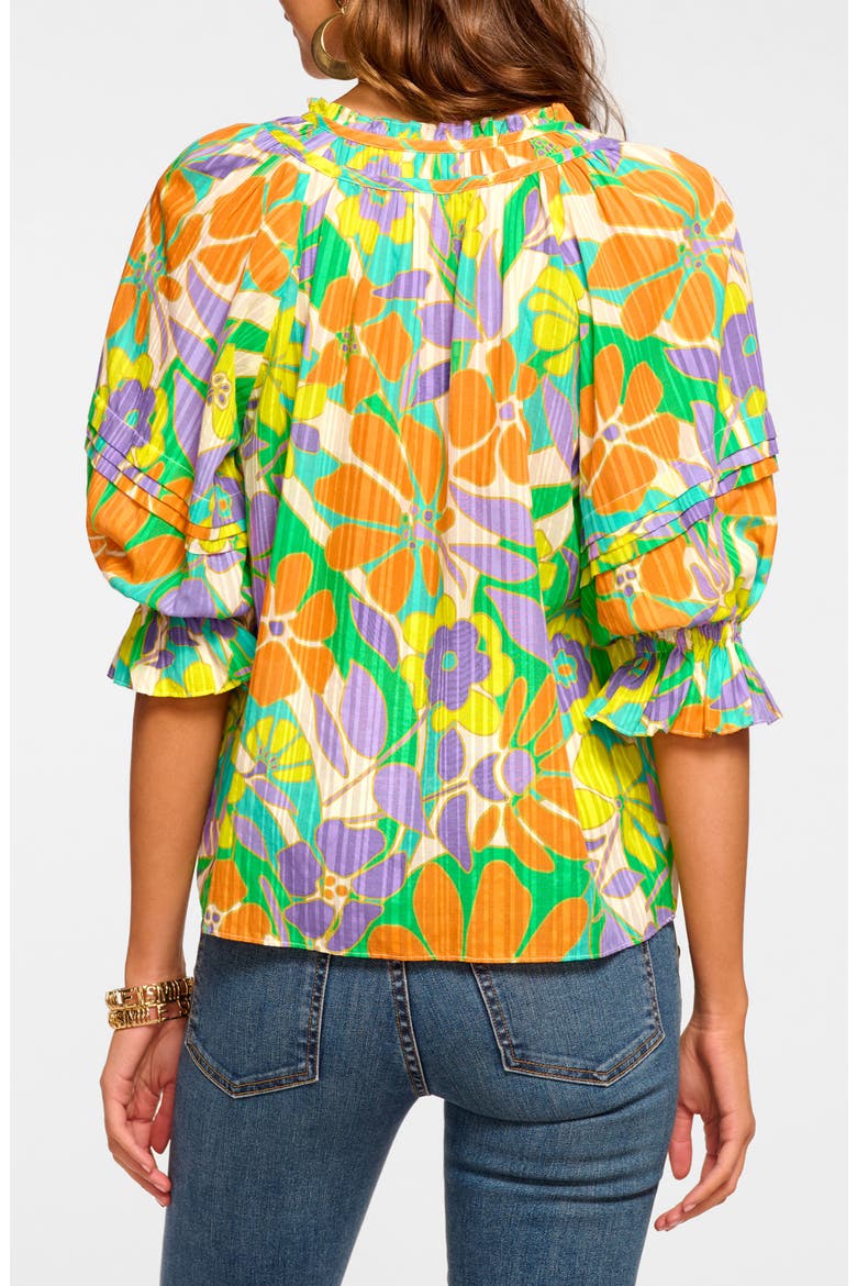 Trixie Puff Sleeve Top, Alternate, color, RETRO GARDEN