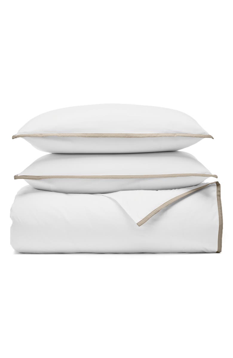 Boll & Branch Framed Percale Duvet Cover & Shams Set, Main, color, White/ Oak