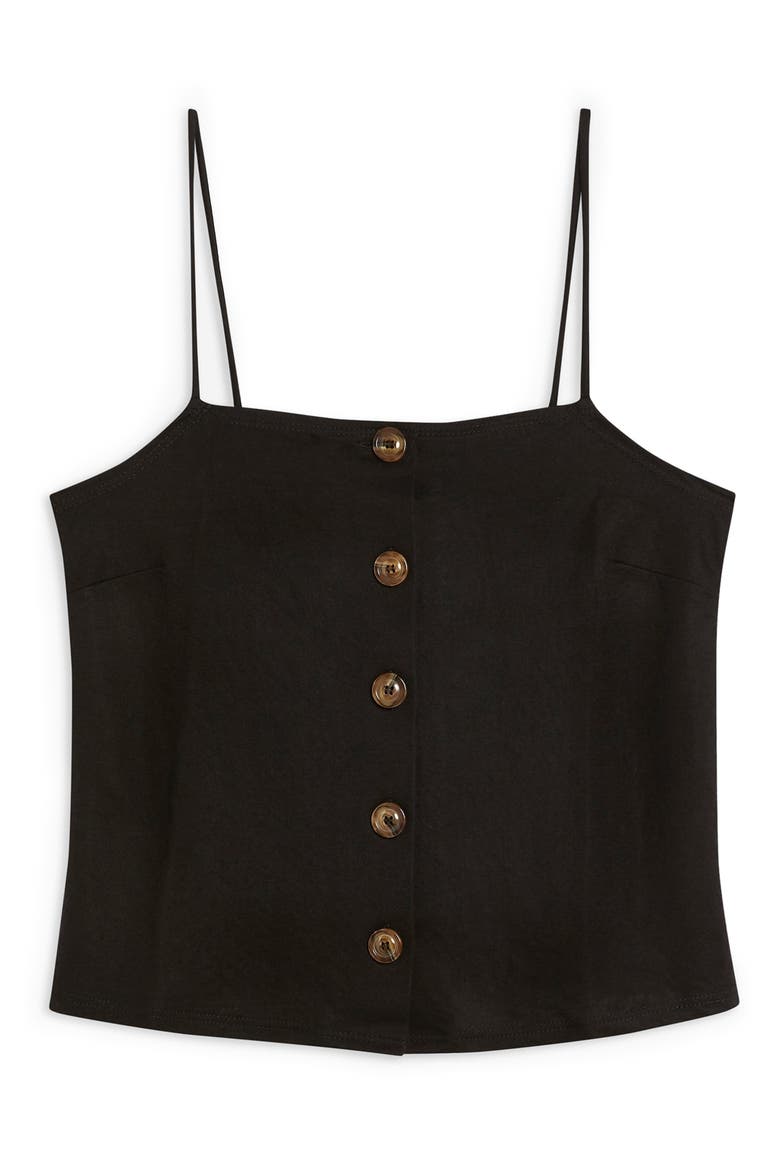 Bow Back Button Camisole, Alternate, color, BLACK