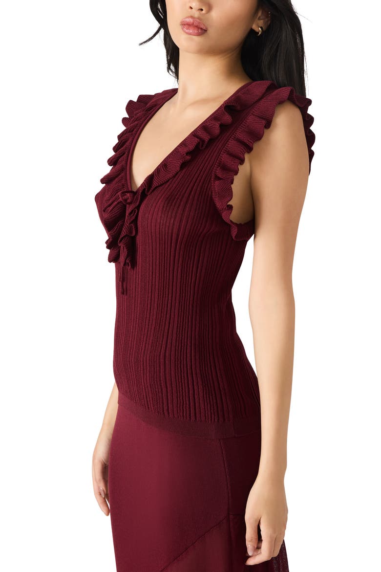 Nataly Ruffle Neck Sleeveless Sweater, Alternate, color, WINE