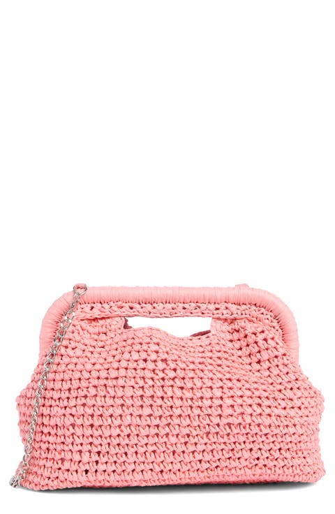 Straw Frame Clutch with Handle