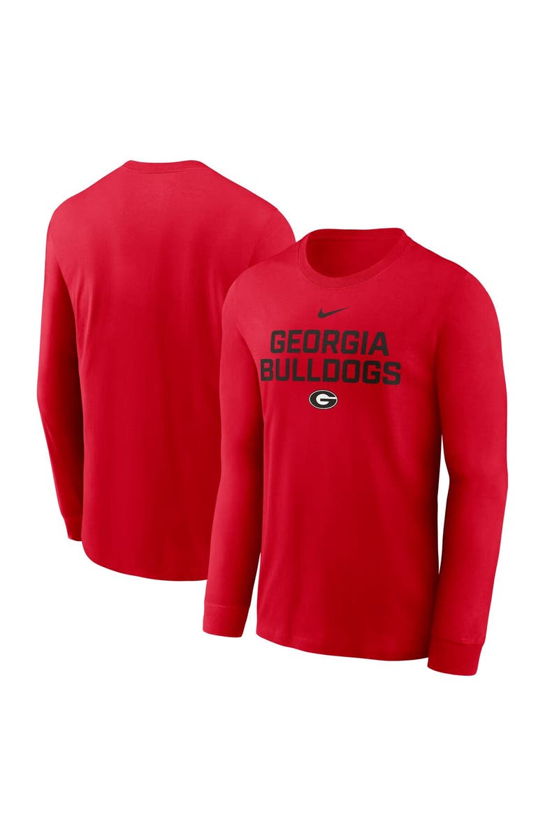 Nike Men's Nike Red Georgia Bulldogs 2025 Sideline Performance Long Sleeve T-Shirt, Main, color,
