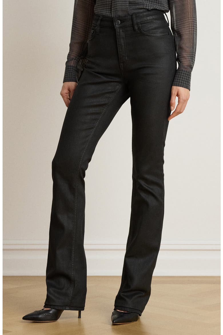 Coated Bootcut Jeans, Alternate, color, BLACK