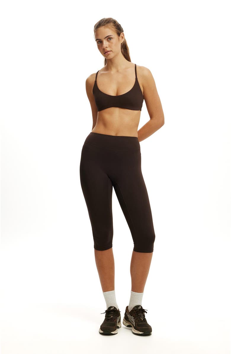 COTTON ON BODY Women's Active Ultra Soft Contour Capri Tight, Main, color, French Roast
