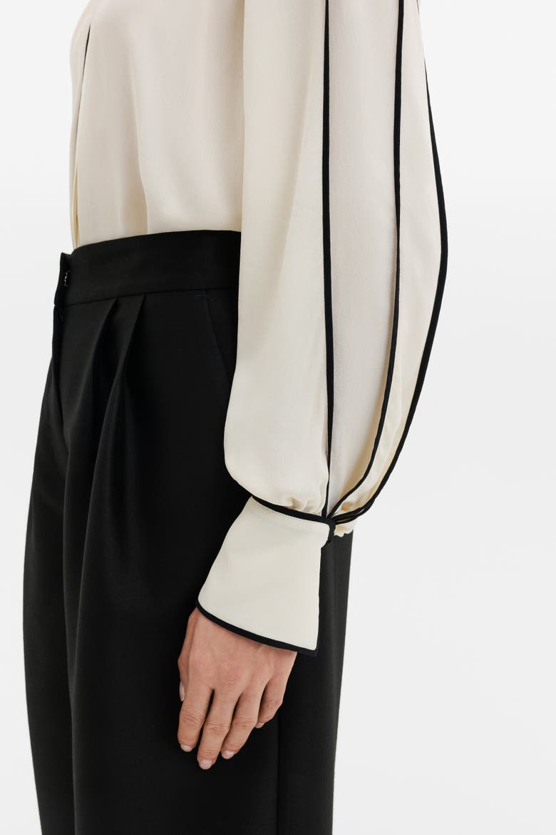 Bea Contrast Edge Chiffon Blouse, Alternate, color, Vanilla