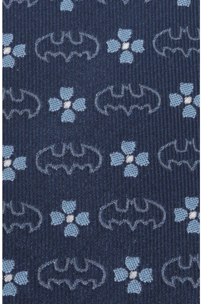 Batmen Floral Neat Silk Tie, Alternate, color, NAVY