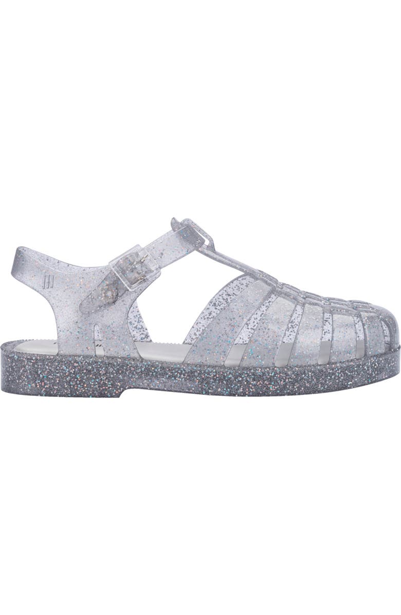 Mini Melissa Kids' Mini Posession Jelly Fisherman Sandal, Alternate, color, Glitter Clear Silver