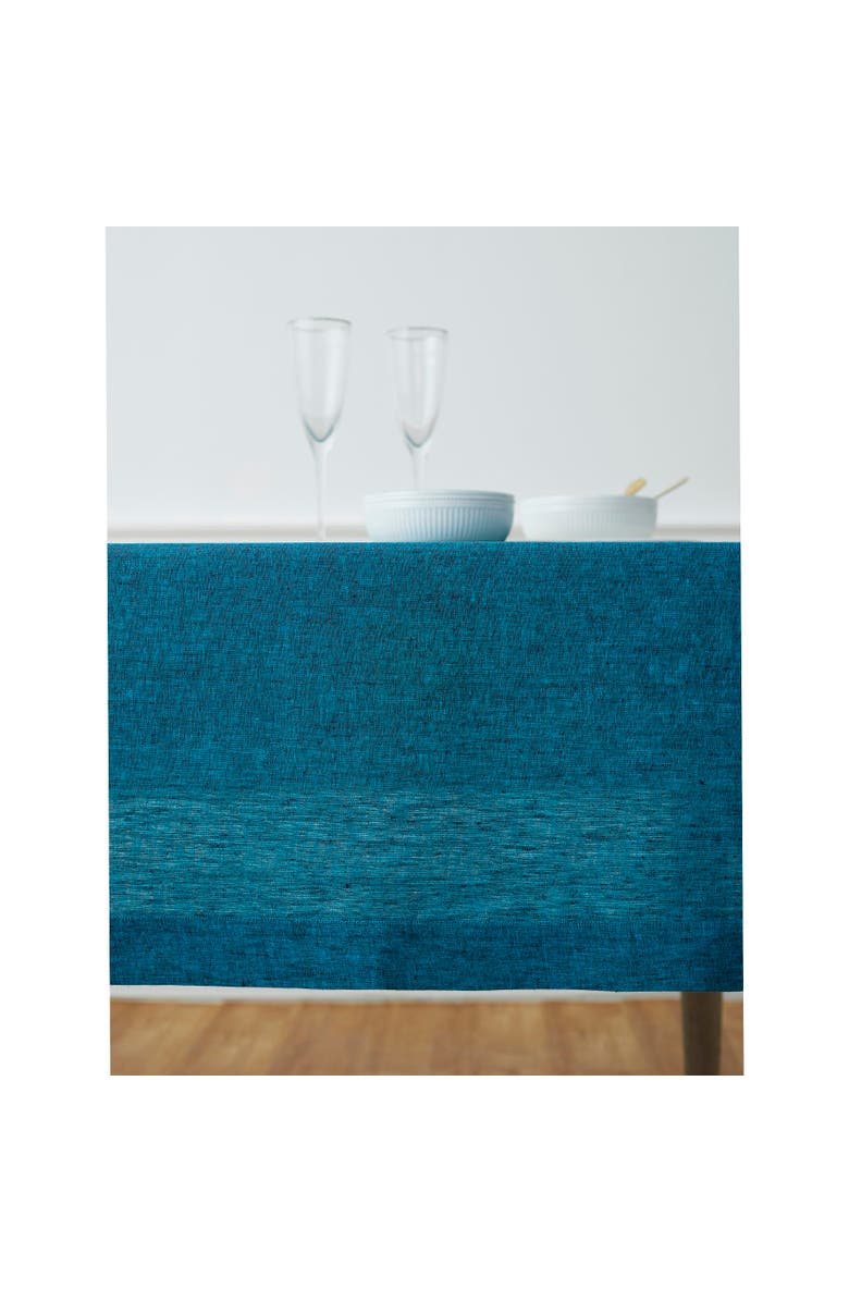 Solino Home Linen Tablecloth - Athena, Alternate, color, Chambray Teal