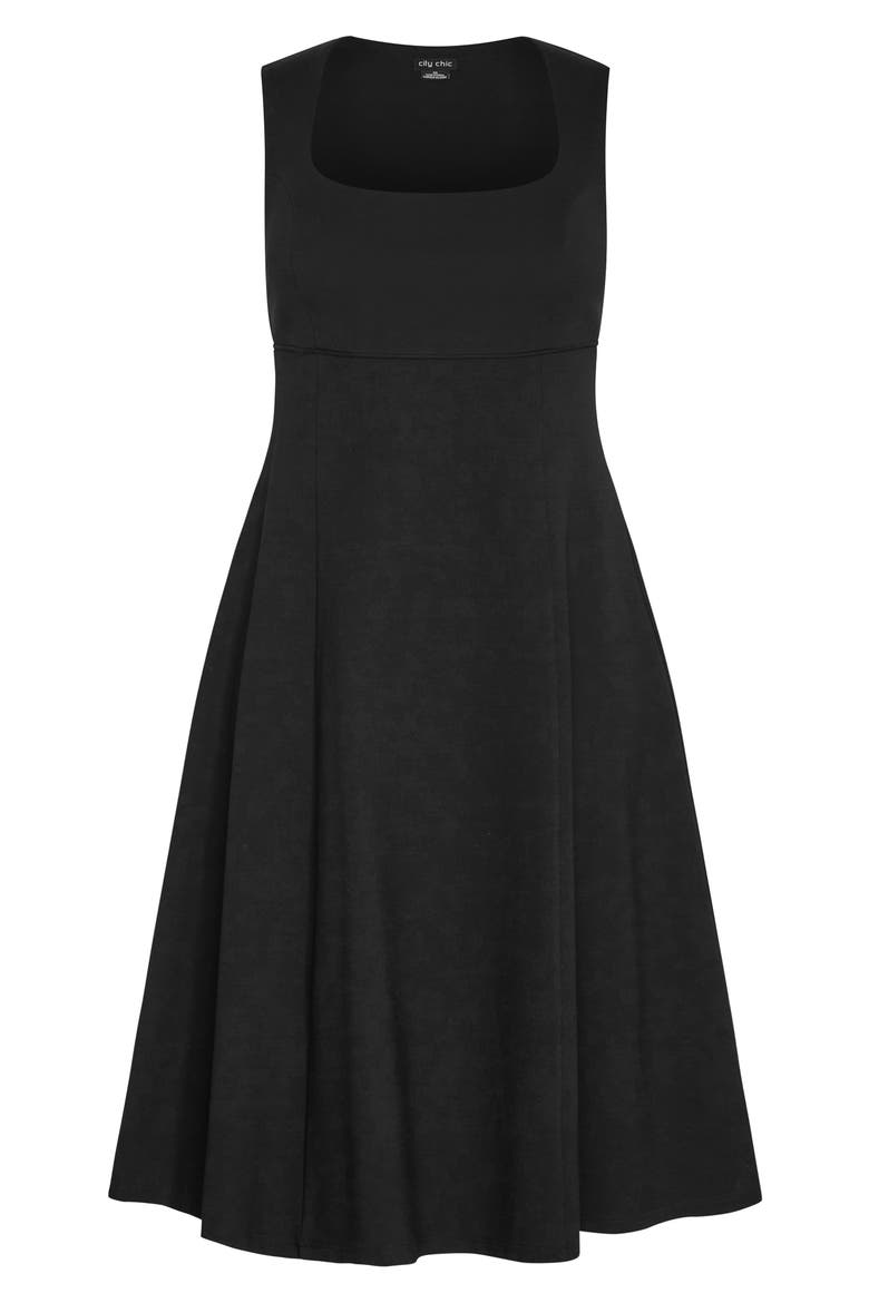 Maci Stretch Ponte Fit & Flare Midi Dress, Alternate, color, BLACK