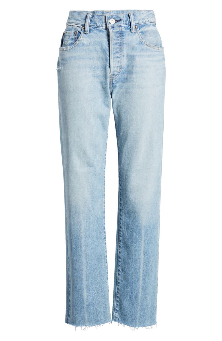 MOUSSY VINTAGE Cumberland High Waist Step Raw Hem Straight Leg Jeans, Alternate, color, 