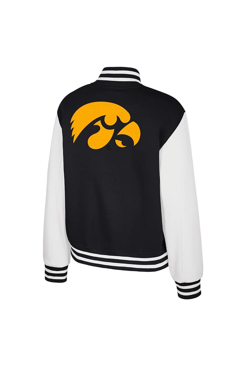 Women's Colosseum Black Iowa Hawkeyes French Baguette Full Snap Fleece Jacket, Alternate, color, Black