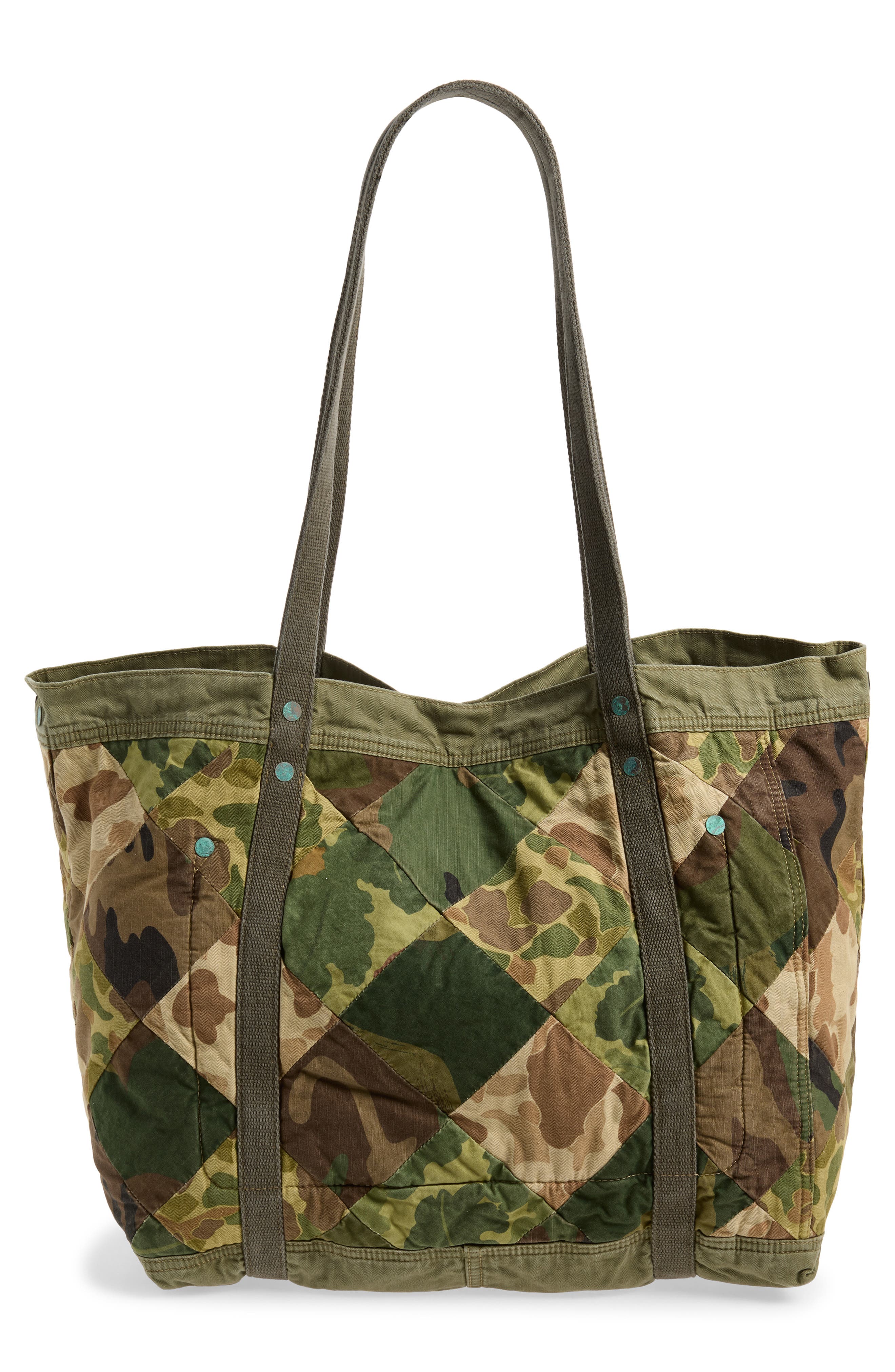 Double RL Patchwork Camo Tote, Alternate, color, Multi Camo Prints/ Olive Drab